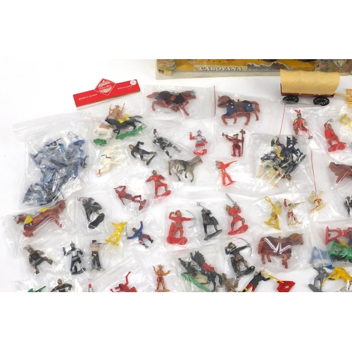 2283 - Collection of plastic toys soldiers and Indians, some West German and two Dulcop sets with boxes