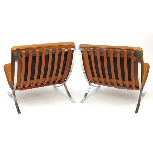 2001 - Pair of 1970's chrome Barcelona chairs, designed by Ludwig Mies van der Rohe and Lilly Reich, each 7... 