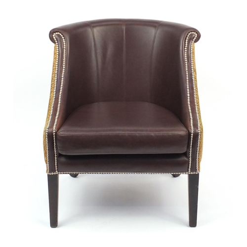 2003 - French Empire style Style Matters tub chair with brown leather upholstery, 86cm high