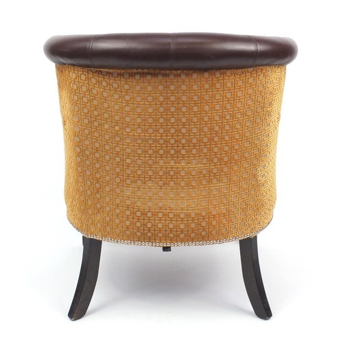 2003 - French Empire style Style Matters tub chair with brown leather upholstery, 86cm high