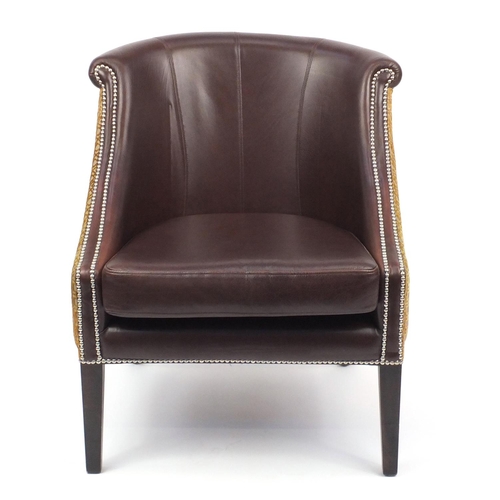 2004 - French Empire style Style Matters tub chair with brown leather upholstery, 86cm high