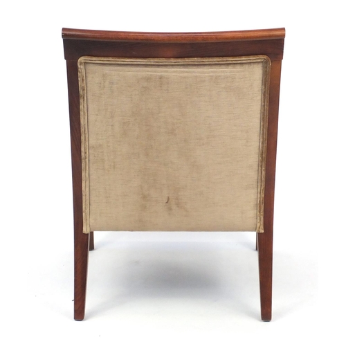 2007 - Regency style mahogany framed open armchair with scrolled arms, 86.5cm high