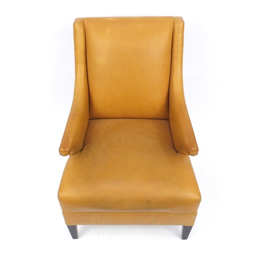 2012 - French style leather armchair on square tapering legs, 93cm high