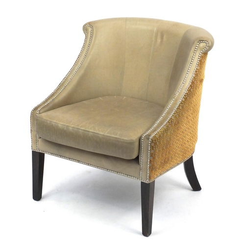 2028 - French Empire style Style Matters tub chair with leather upholstery, 86cm high