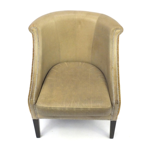 2028 - French Empire style Style Matters tub chair with leather upholstery, 86cm high