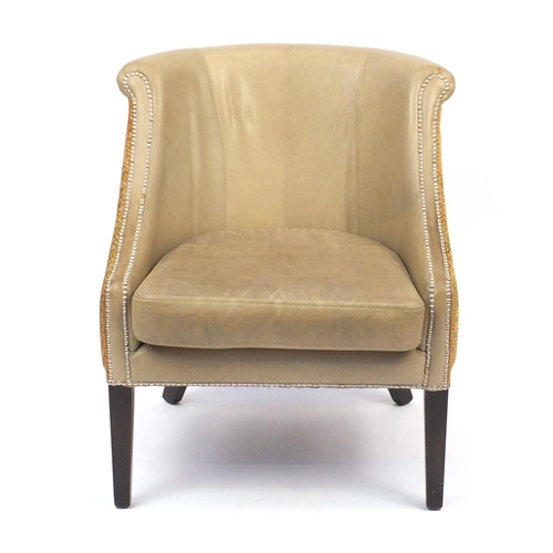 2029 - French Empire style Style Matters tub chair with leather upholstery, 86cm high