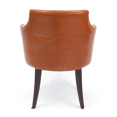 2048 - Contemporary Morgan brown leather chair on out swept tapering legs, 82cm high