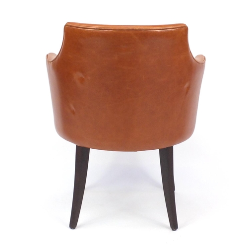 2049 - Contemporary Morgan brown leather chair on out swept tapering legs, 82cm high