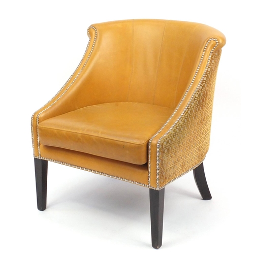 2052 - French Empire style Style Matters tub chair with leather upholstery, 86cm high