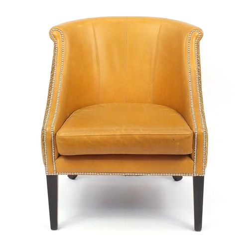 2052 - French Empire style Style Matters tub chair with leather upholstery, 86cm high