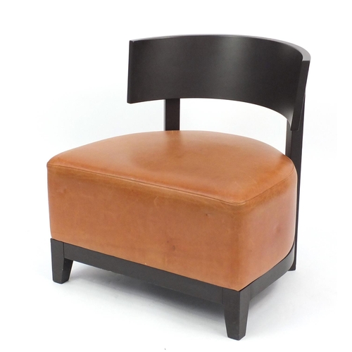 2060 - Contemporary RHA reception chair with tan leather seat, 73cm high