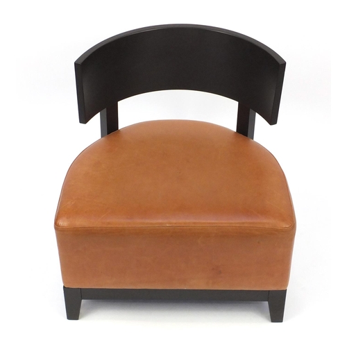 2060 - Contemporary RHA reception chair with tan leather seat, 73cm high