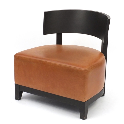 2061 - Contemporary RHA reception chair with tan leather seat, 73cm high