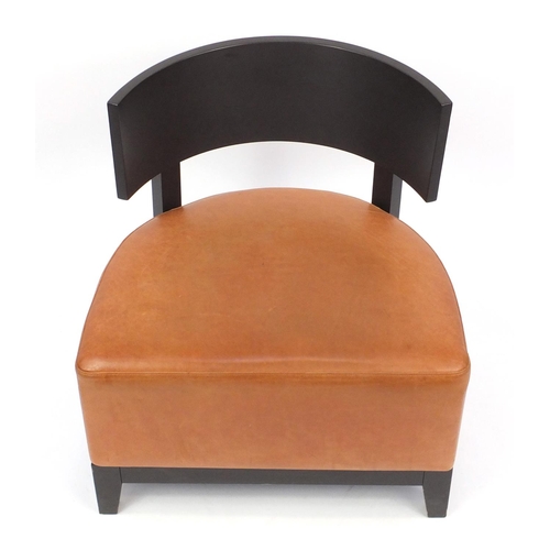 2061 - Contemporary RHA reception chair with tan leather seat, 73cm high
