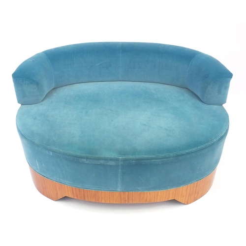 2080 - Oval turquoise and faux exotic wood window seat, 68cm H x 115.5cm W x 76cm D
