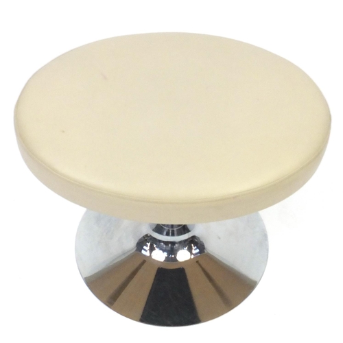 2082 - Contemporary beige leather and chrome rotating stool, 41cm high