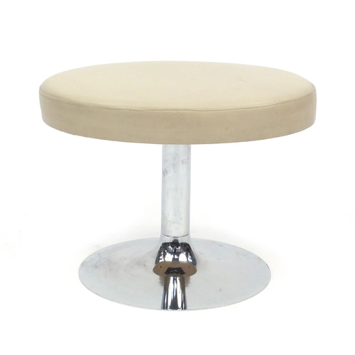 2082 - Contemporary beige leather and chrome rotating stool, 41cm high