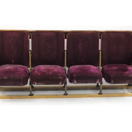 2010 - Block of four vintage cinema seats, 92cm H x 220cm W x 65cm D (when open)