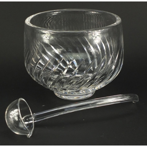 2159 - Japanese Hoya crystal punch bowl with ladle and ten cups, the bowl 20cm high