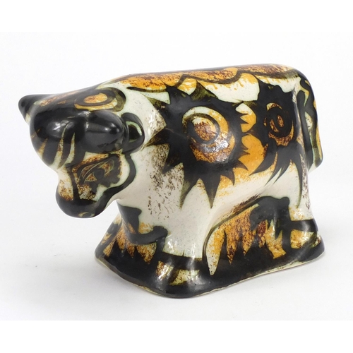 2352 - Celtic pottery model of a stylised bull, 23cm in length