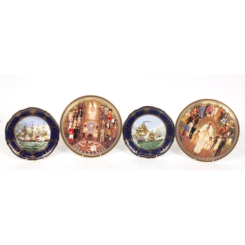 2327 - Four commemorative plates comprising two Spode Maritime Naval Engagements and two Bradford Exchange ... 