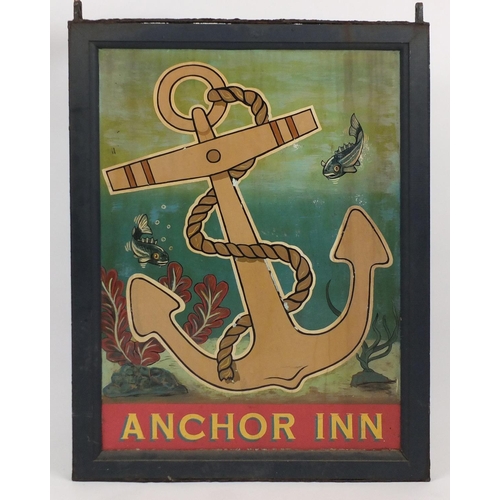 2044A - Hand painted Anchor Inn pub hanging sign, 129.5cm H x 90.5cm W