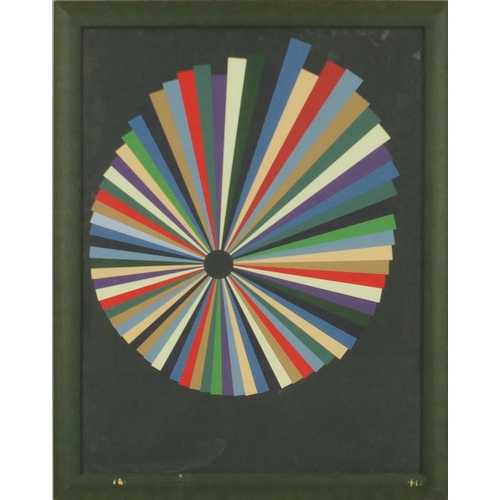 2396 - Abstract composition, off centre circle, collage, framed, 61.5cm x 46.5cm