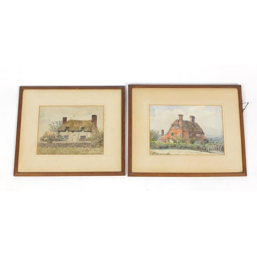 359 - Cottages, two watercolours, each signed, mounted and framed, 22cm x 17cm