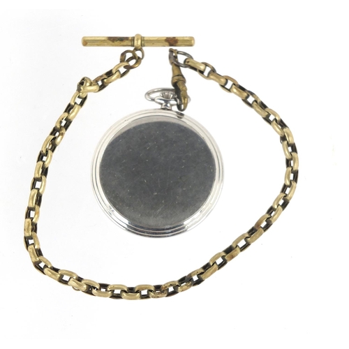 231 - Cimrex open face pocket watch and a gilt metal watch chain, the watch 4.5mc in diameter