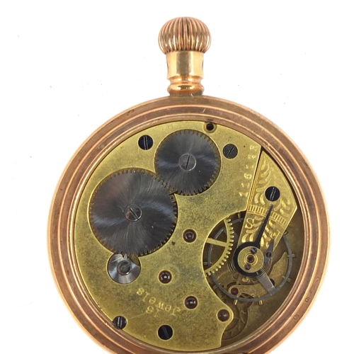 215 - Gentleman's gold plated open face pocket watch with subsidiary dial, 5cm in diameter