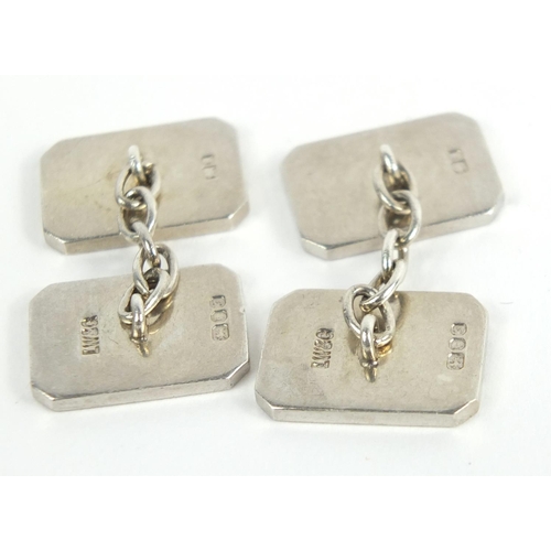 262 - Two pairs of silver cufflinks with engine turned decoration, approximate weight 17.5g