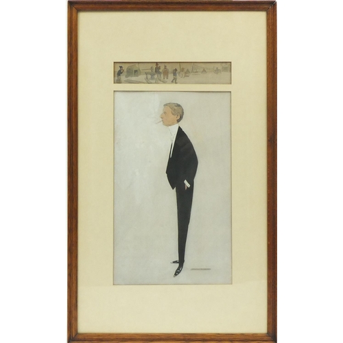 514 - Will Owen - portrait of a gentleman smoking, mounted and framed, 42cm x 25cm