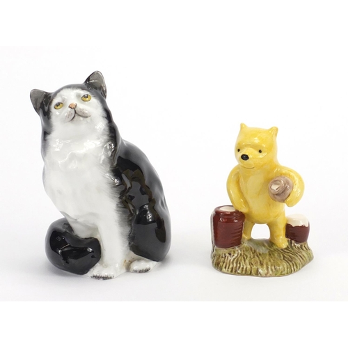 220 - Royal Doulton cat and Pooh counting the honey pots from The Winnie the Pooh Collection WP12, the lar... 