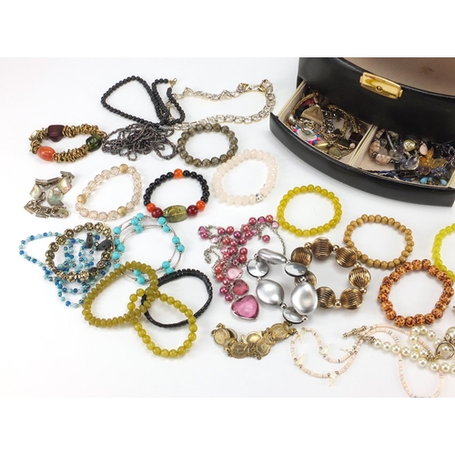 355 - Costume jewellery including a Links love silver necklace, earrings, brooches and necklaces, housed i... 