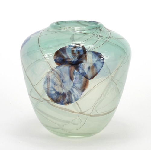 183 - Art glass vase inscribed Barry Cullen 82? 13cm high