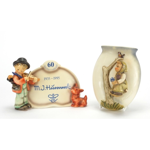 2245 - Goebel Hummel 1995 special edition plaque and a girl in the tree wall pocket, the largest 14.5cm hig... 