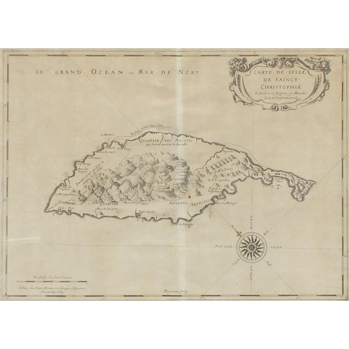 935 - Antique French map of Le Grand Ocean ou Mer De Nort, framed, 58cm x 45cm