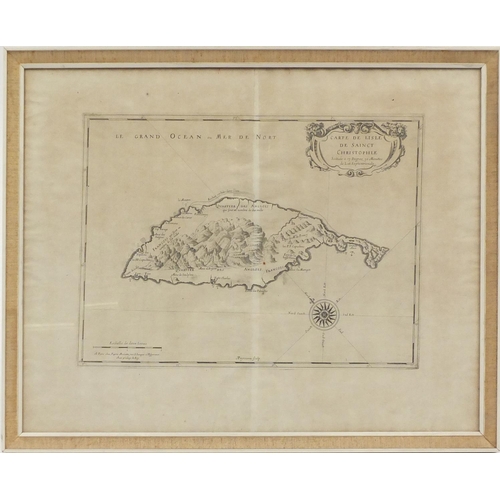 935 - Antique French map of Le Grand Ocean ou Mer De Nort, framed, 58cm x 45cm
