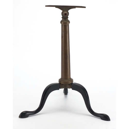 1015 - Victorian brass and cast iron table telescope stand, 43cm high