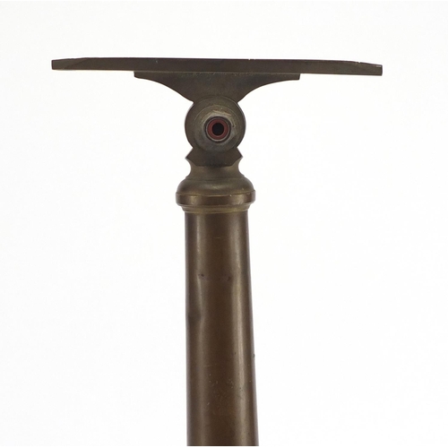 1015 - Victorian brass and cast iron table telescope stand, 43cm high