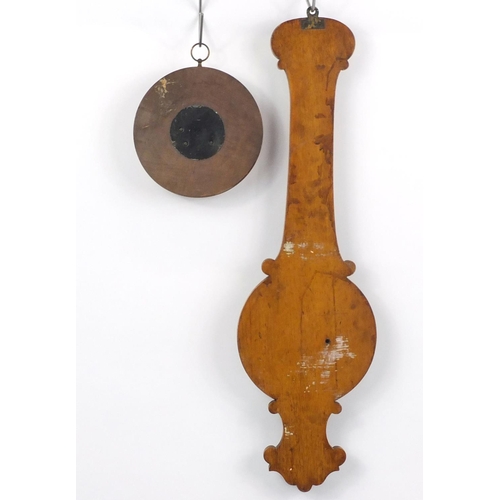 189A - Three carved oak wall hanging barometers, the largest 86cm in length