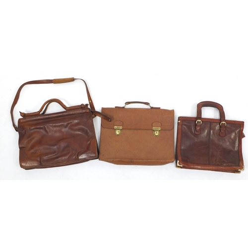 265 - Three vintage brown leather bags