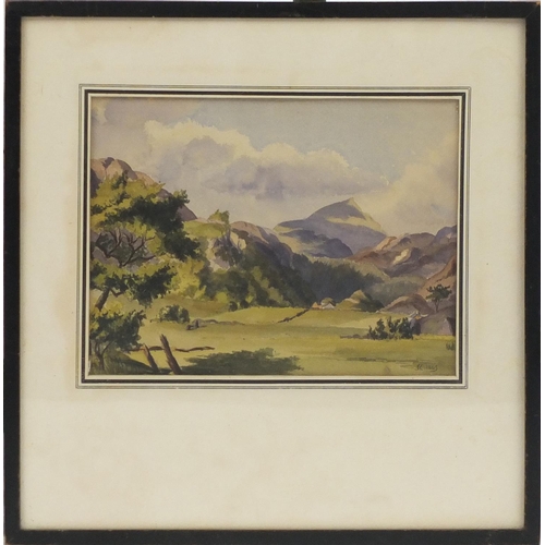245 - Rural landscape, 19th century watercolour, bearing a monogram JC and dated 1865, mounted and framed,... 