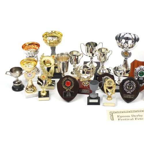 231 - Large collection of trophy's including some silver plate