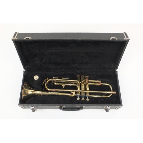 169 - Brass Corton trumpet, with fitted protective carry case