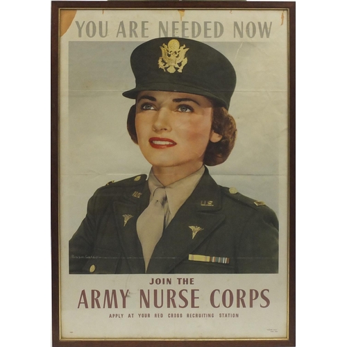 1021 - Military interest propaganda poster - Join the Army Nurse Corps, framed, 78cm x 51cm