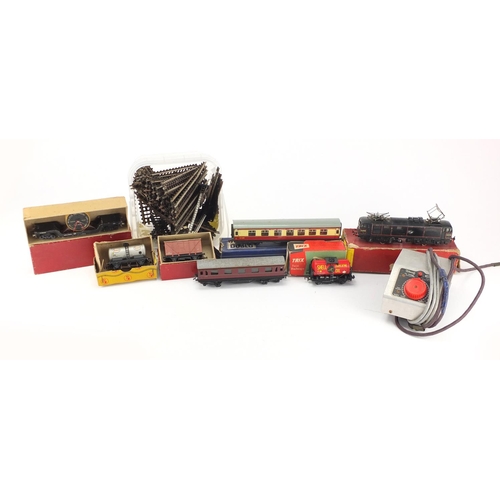 437 - Model railway accessories including a locomotive and Trix Twin accessories