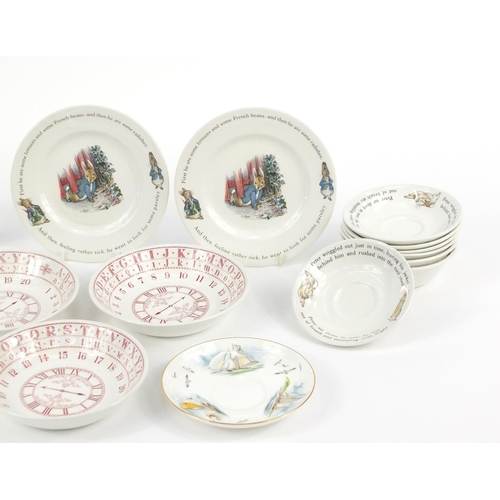 198 - Collectable china including Wedgwood Peter Rabbit cups and saucers, Crown Staffordshire bird and Roy... 