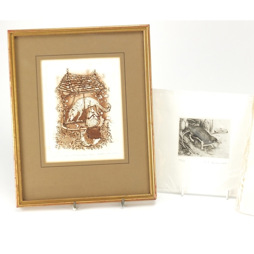 730 - Four pencil signed engravings including Robert Greenhalf