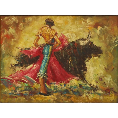 32 - M. Petia - Spanish bull fighter, oil on canvas, framed, 60cm x 44cm